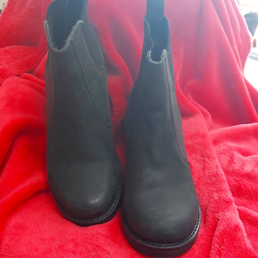 Women's Black Leather Ankle Boots